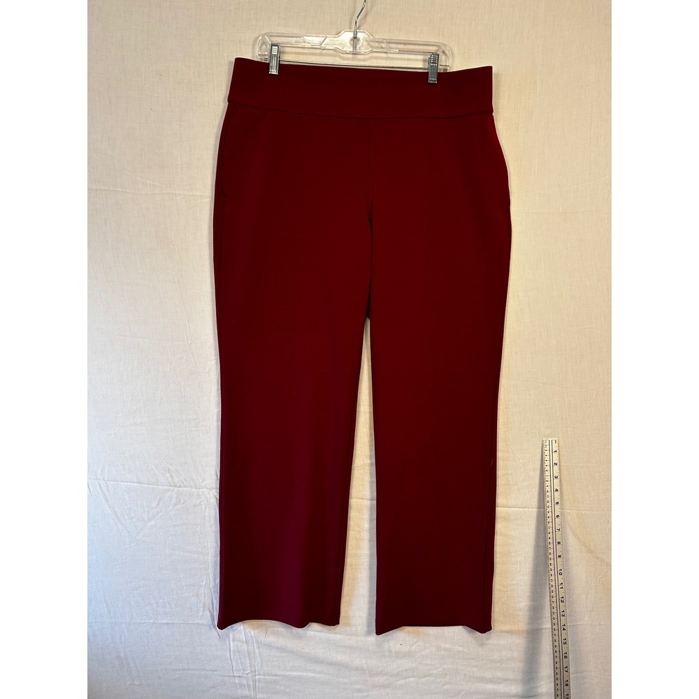 DG2 Diane Gilman Burgundy Pull On Straight Leg Trousers XL Red Career Pants 2908
